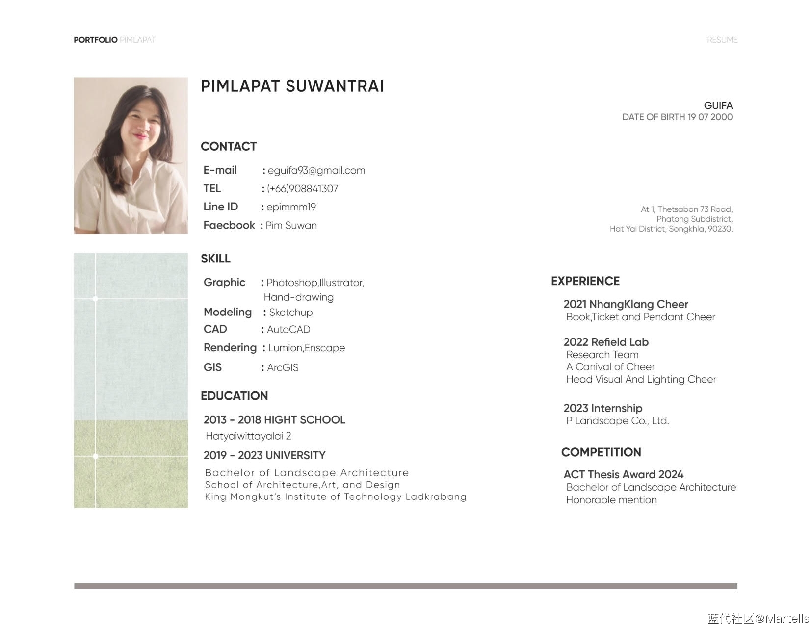 景观设计个人作品集-PIMLAPAT SUWANTRAI